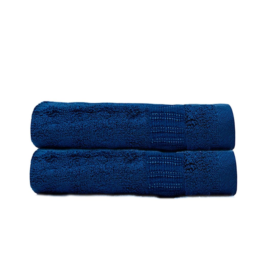Mush Bamboo Hand Towels 600 Gsm | 100% Bamboo Gym Towel For Men & Women Workout Ultra Soft, Absorbent & Quick Dry Towel (Navy Blue)- Set Of 2