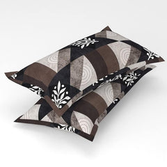 1 Double Bedsheets With 2 King Size Pillow Covers | 90 X 90 Inches, Brown & White - Double Bed Breathable & Wrinkle Free | Ultra Soft 180 Thread Count Super Soft