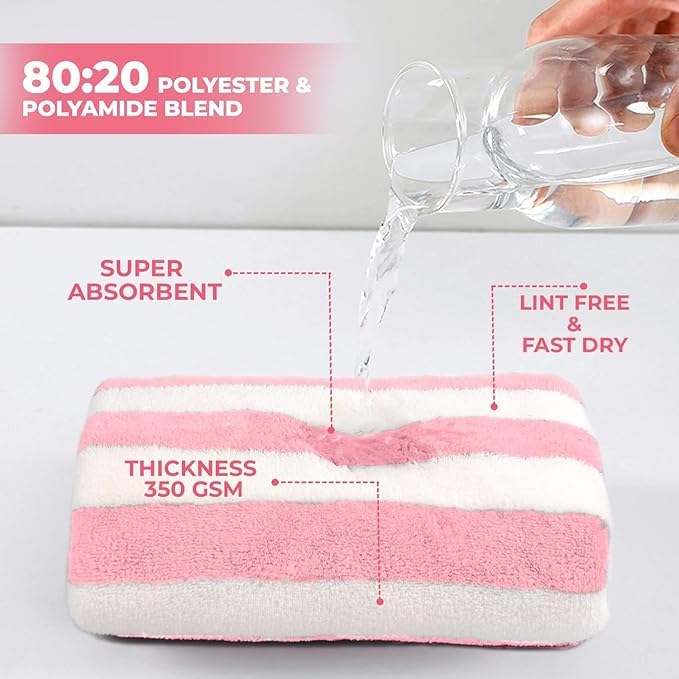 Pure Microfiber Bath Towel 500 Gsm | Absorbent Super Soft & Comfortable Quick Drying Towel (Pink & White)