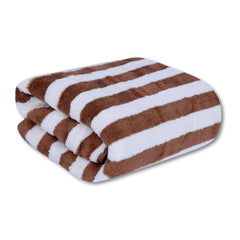 Fezora Microfiber Bath Towels Strip 290 Gsm | Extra Soft Plush & Quick Dry High Absorbency Large Size Towels For Bathing (Brown & White)