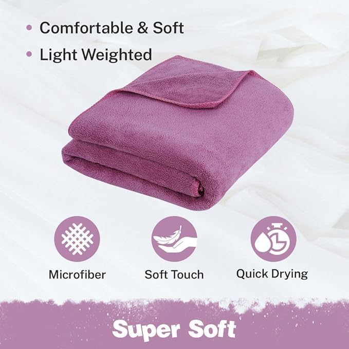 Mashur Fab Microfiber Bath Towel 450 Gsm | Ultra Soft, Quick Dry & Super Absorbent Lightweight Travel Towel (Pink)