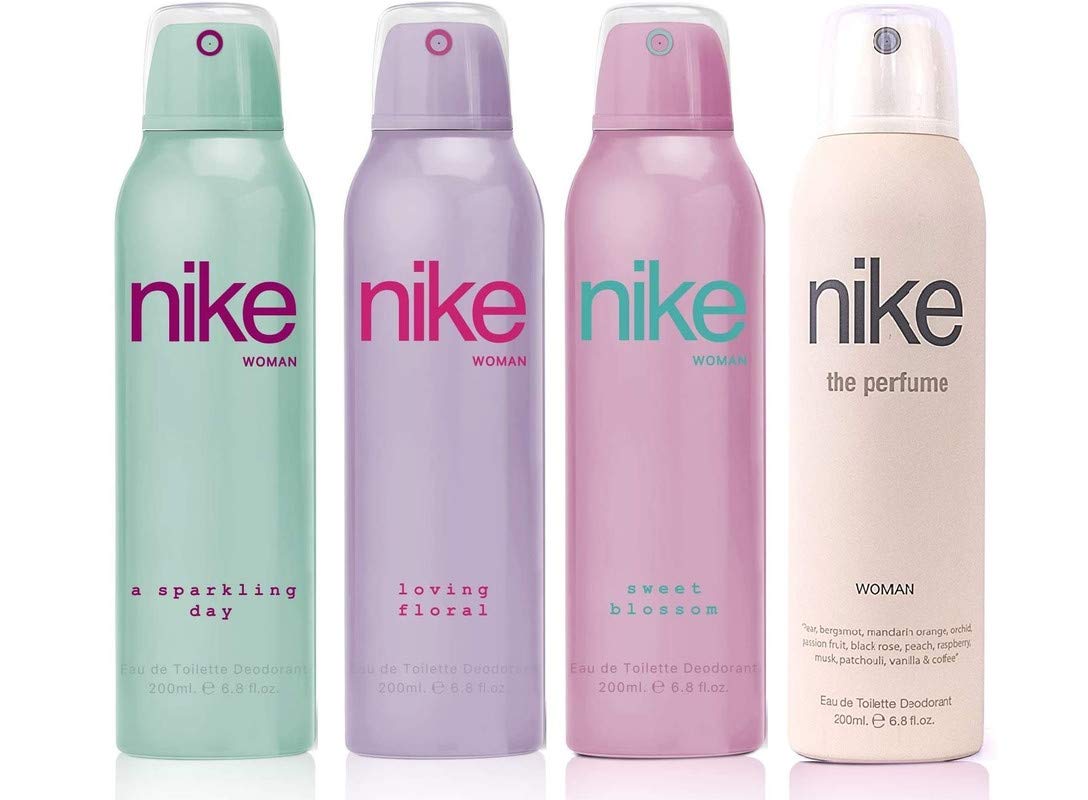 Nike A Sparkling, Loving Floral, Sweet Blossom & The Perfume Edt Deodorant 800ml 27.0 Fl.oz. Pack Of 4 | Perfect Gift Set For Women