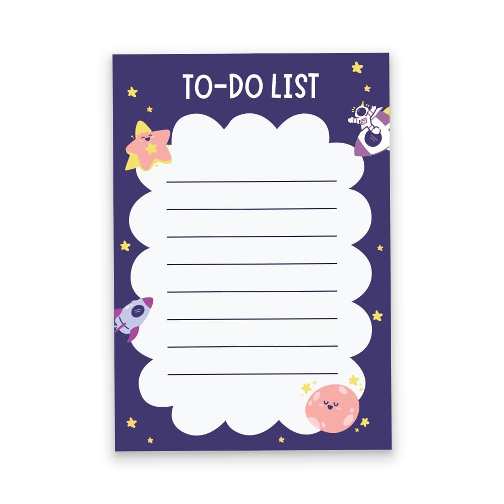 To Do List Notepad, Daily Task Pad With Checklist, Space Theme Tear-Off Writing Pads (Set Of 2)