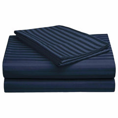 Breathable Single Size Flat Bedsheets With 1 Pillow Covers | 60 X 90 Inches, Navy Blue | Wrinkle Resistant & Soft Skin Safe | 144 Thread Count