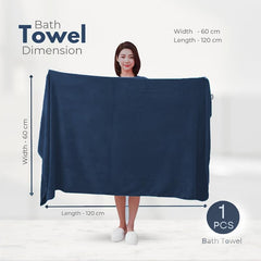 Black Gold The Finer Touch Premium Microfiber Bath Towels 400 Gsm | Lightweight Ultra-Soft Fade Resistant, Plain BG58 (Navy Blue)