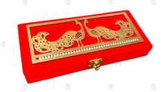 Wood Decorative And Attractive Box Cash Box, Shagun Box, Jewellery Box, Money Box Envelop Wedding, Gift Box, Bangel Box Pack Of 1PC, Peacock Red