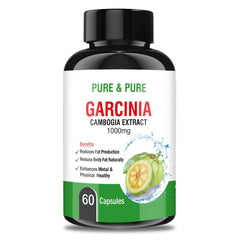 Pure & Pure Garcinia Cambogia Extract Supplement For Women & Men Weight Loss Management Boosts Metabolism & Energy Levels Reduce Fat Production 1000mg | 60 Veg Capsules 100gm 0.2lbs
