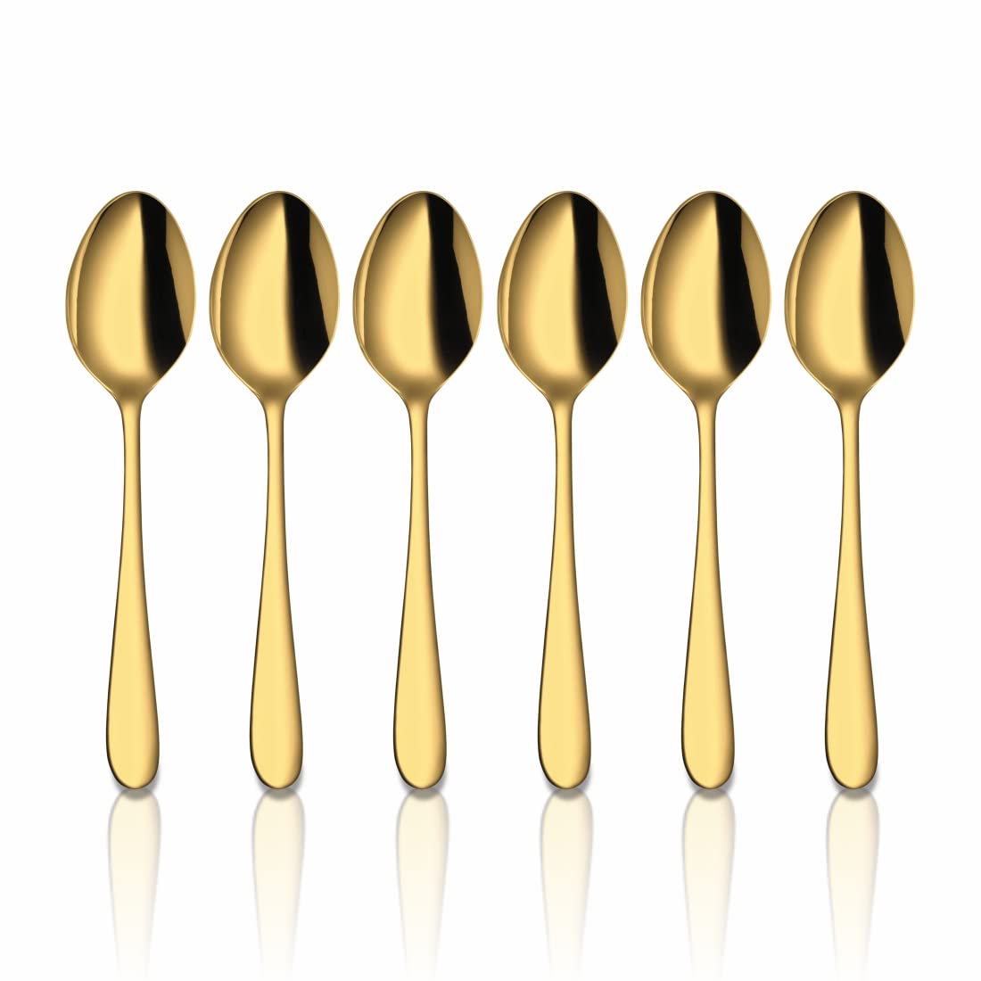 Stainless Steel Jasmine With Gold PVD Coating Baby Spoon Set Of 6 Pieces | Easy To Clean & Dishwasher Safe