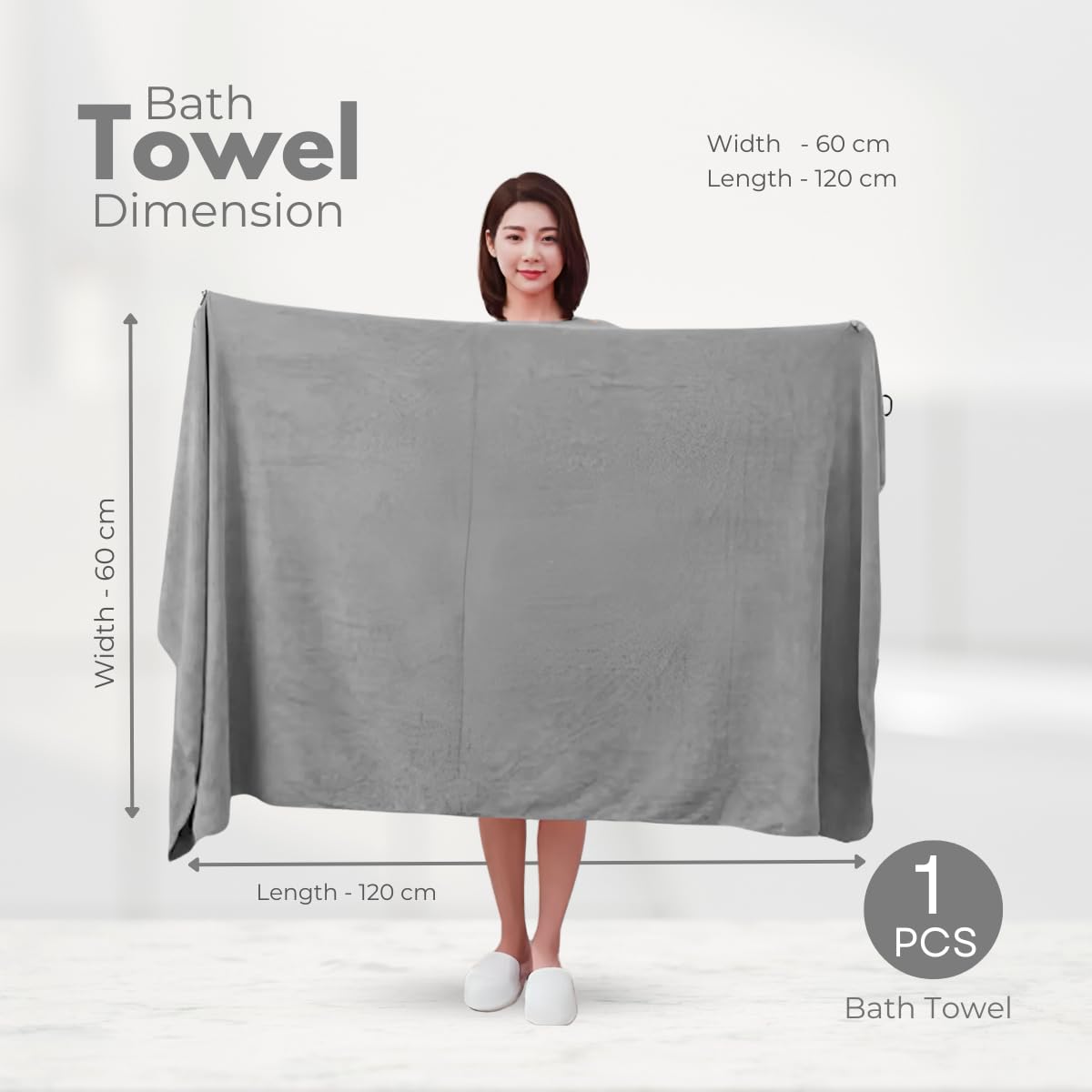 Black Gold The Finer Touch Premium Microfiber Bath Towels 400 Gsm | Lightweight Ultra-Soft Fade Resistant (Grey)
