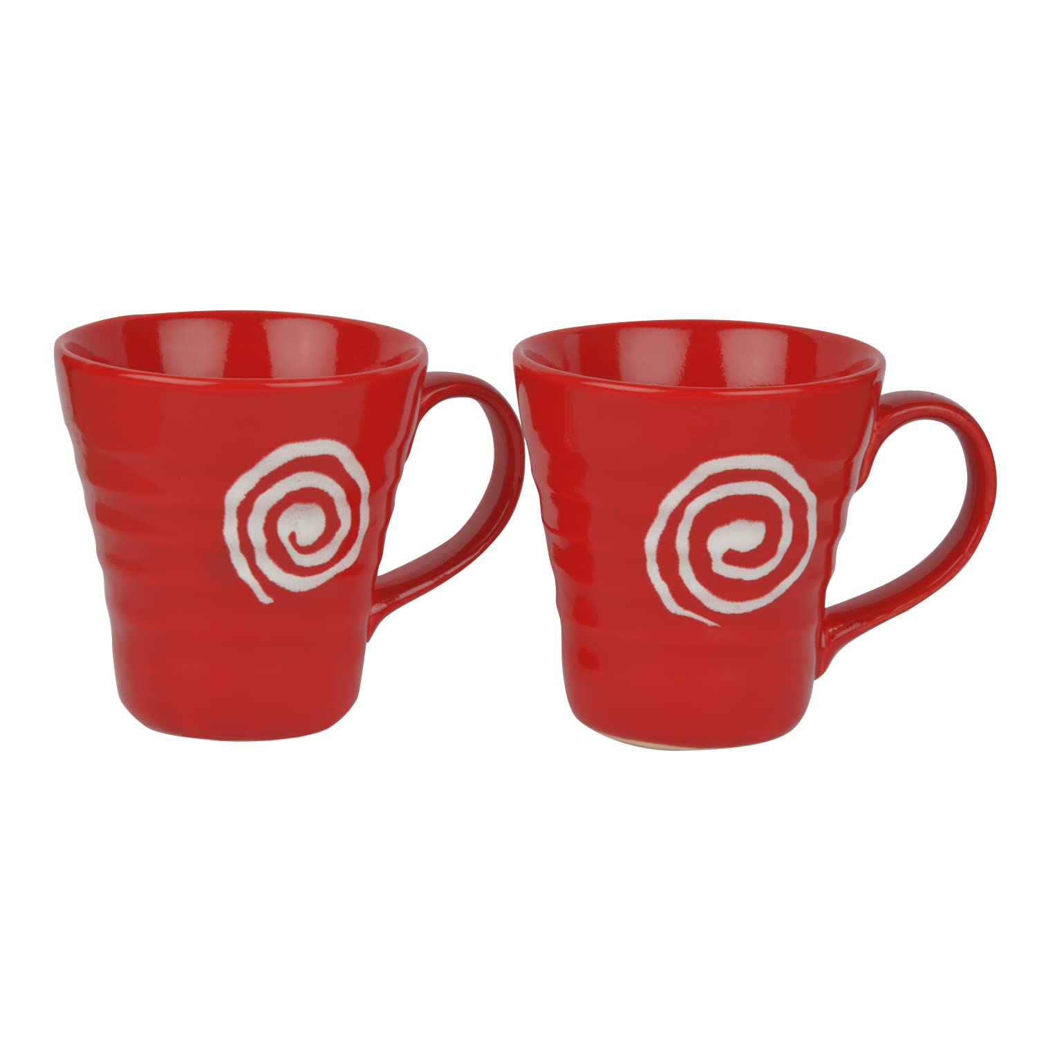Hand Glazed Ceramic Milk Mugs Set Of 2 - 300ml Each, Red | Coffee Cups & Mugs - Tea Cups & Mugs