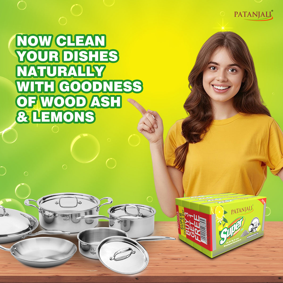 Patanjali Super Dish Wash Bar, With Natural & Superior Cleaning 900gm