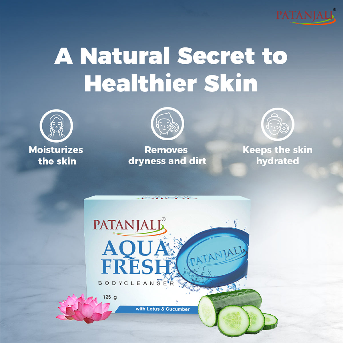 Patanjali Aqua Fresh Body Cleanser, With Cleanse Gently, Purify & Provide Long Lasting, 375gm