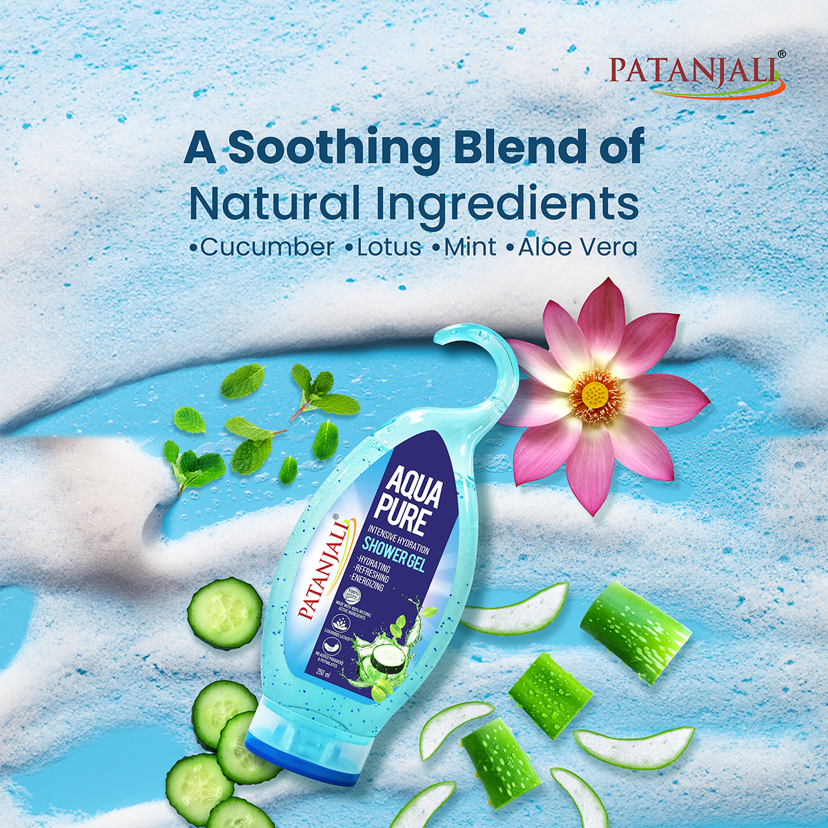 Patanjali Shower Gel(Aqua Pure), With Cleanse Deeply & Provide Intensive Hydration, 500ml