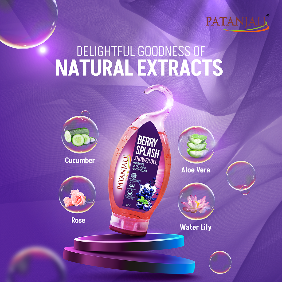 Patanjali Shower Gel(Berry Splash), With Cleanse Gently & Leaves Skin Soft, 500ml