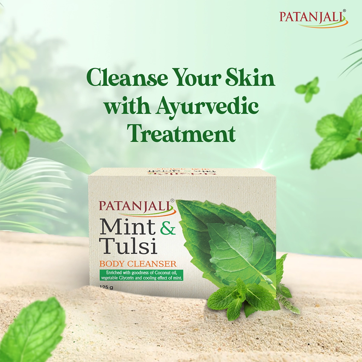 Patanjali Mint Tulsi Body Cleanser, With Gently, Purify & Provide Fresh, 375gm