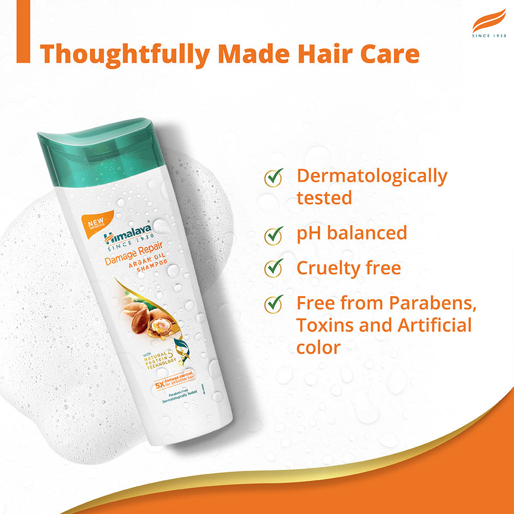 Himalaya Damage Repair Argan Oil Shampoo, 5x Damage Control For Smoother Hair | 340ml