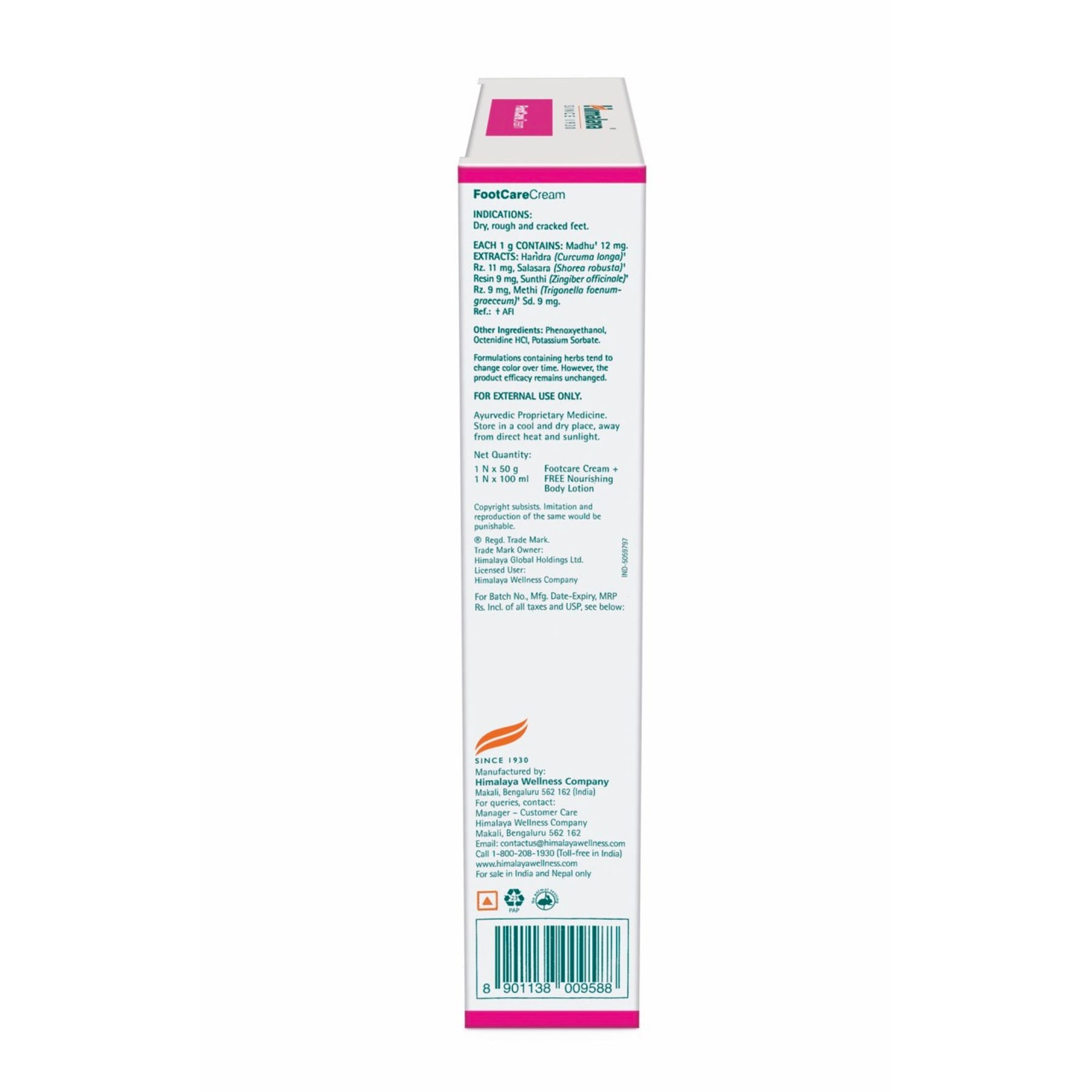 Himalaya Foot Care Cream, Moisturizes & Soothes Feet 50gm + Nourishing Body Lotion 100ml