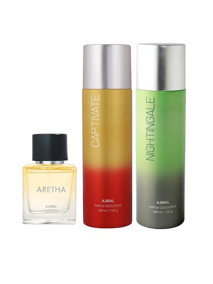 Ajmal Aretha Eau De Parfum 50ml 1.6 Fl.oz. With Nightingale & Captivate Deodorant 200ml 6.7 Fl.oz. Each X2 | For Unisex Combo Of 3