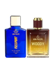 John Phillips Passport & Woody Eau De Parfum 100ml 3.4 Fl.oz. Each X2 | Long Lasting For Men & Women