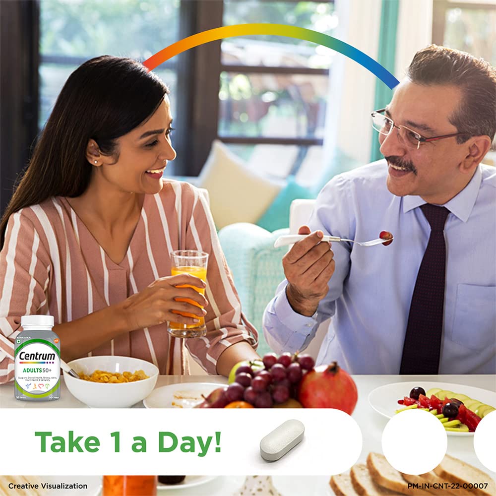 Centrum Adult 50+, World's No.1 Multivitamin With Calcium , Vitamin D3 & 21 Other Nutrients For Overall Health, Strong Joints & Heart Health | 30 Veg Tablets , 50gm 0.1lbs Each Pack Of 2