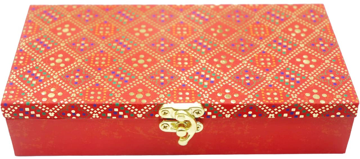 Designer Wodden Fancy Shagun Gift Boxes For Wedding, Shagun Cash Box Or Money Box With Mgi Printing For Wedding, Engagement, Holi, Diwali, Baby Showers, Colour - Red, Pack Of 3