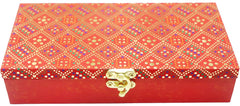 Designer Wodden Fancy Shagun Gift Boxes For Wedding, Shagun Cash Box Or Money Box With Mgi Printing For Wedding, Engagement, Holi, Diwali, Baby Showers, Colour - Red, Pack Of 2