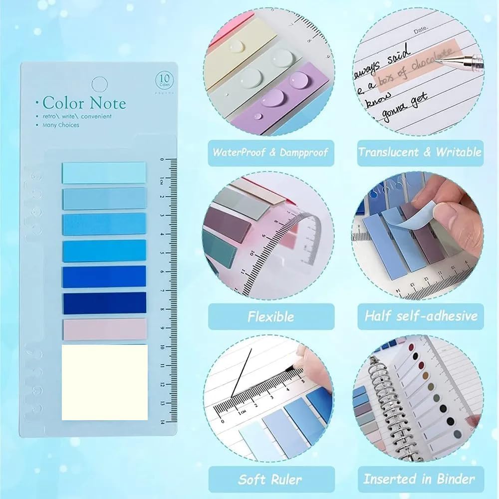 Sticky Tabs For Notebooks – 1200 Pcs Sticky Index Tabs, Pet Page Markers - Pack Of 6, Multicolor