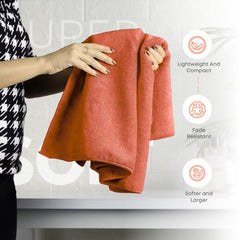 Black Gold The Finer Touch Microfiber Bath Towels 1500 Gsm | Super Absorbent, Lightweight, Ultra-Soft, Fade Resistant (Orange) - Pack Of 3