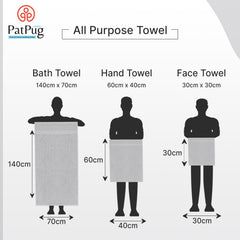 Patpug 100% Indian Cotton Plush Towel Set 2000 Gsm | Highly Absorbent, Fade Resistant, Quick Drying 2 Bath, 2 Hand & 4 Face Towel (Silver Grey & Sepia Brown) - 8 Piece