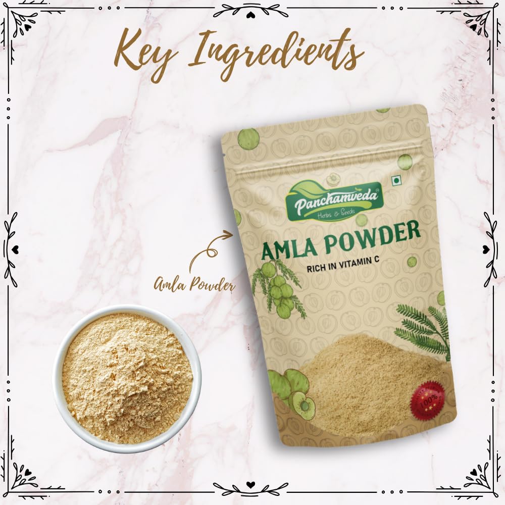 Panchamveda Natural & Organic Amla Indian Gooseberry Powder For Drinking, Eating, Hair & Skin Care | 200gm 0.4lbs