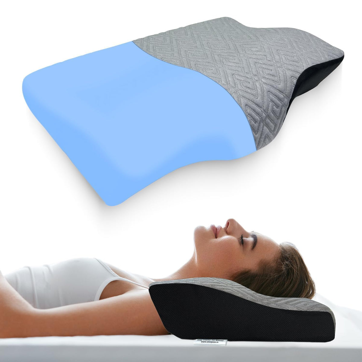 Cervical Contour Orthopedic Pillow For Neck & Shoulder Pain Relief, Grey & Black | Memory Foam Pillows For Sleeping Improves Posture, Cervical Pillow For Neck Pain - Pack Of 1