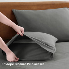 1 Elastic Fitted Bedsheet For Super King Size & 2 Pillow Cover - 72 X 78 Inches, Charcoal | Durable & Fade Resistant | Pure Comfort Of Organic Cotton