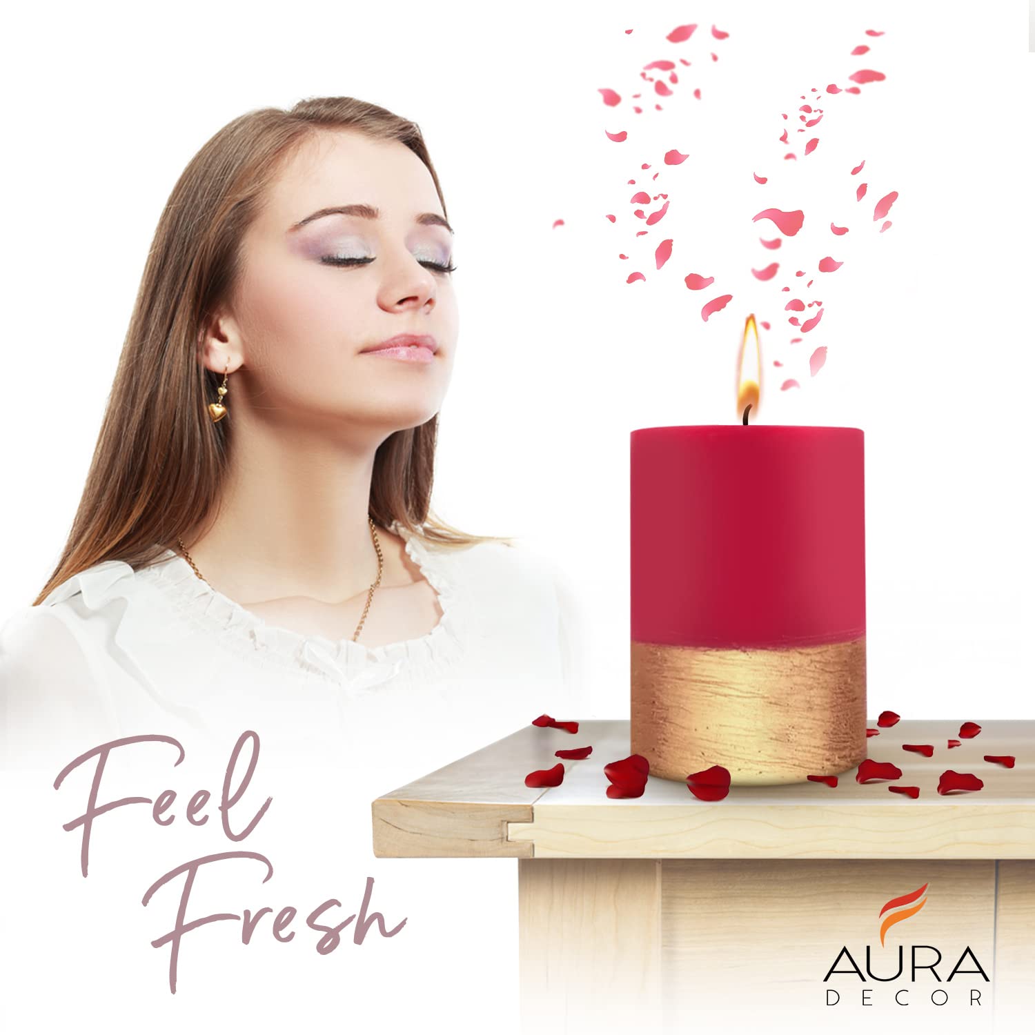 ROSE GOLD FINISH FRAGRANCE CANDLES | BURNING TIME 60 HOURS | GIFT BOX SET OF 2
