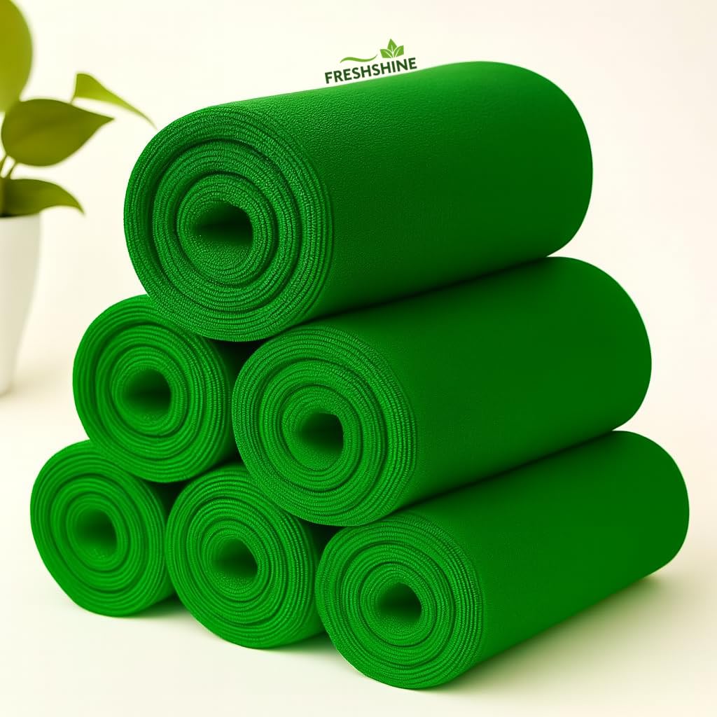 Freshshine Hand Towel 900 Gsm | Super Soft Quick Dry Microfiber Face Towel Napkins For Wash Basin Gym Sports Travel - Green (Set Of 6)