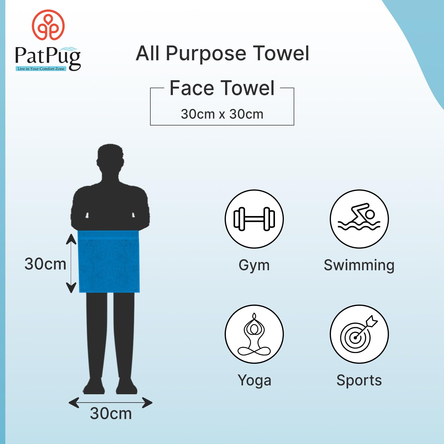 Patpug 100% Indian Ultra Soft Cotton Face Towel 500 Gsm | Napkin, Baby Face Towel, For Facewash, Gym, Travel, Hanky (Turquoise Blue) | Pack Of 4