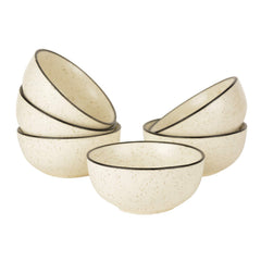 Ceramic Matt Finish Serving Bowls Set Of 6 - 200ml Each, White | Ceramic Salad Bowls - Ceramic Vegetable Serving Bowls