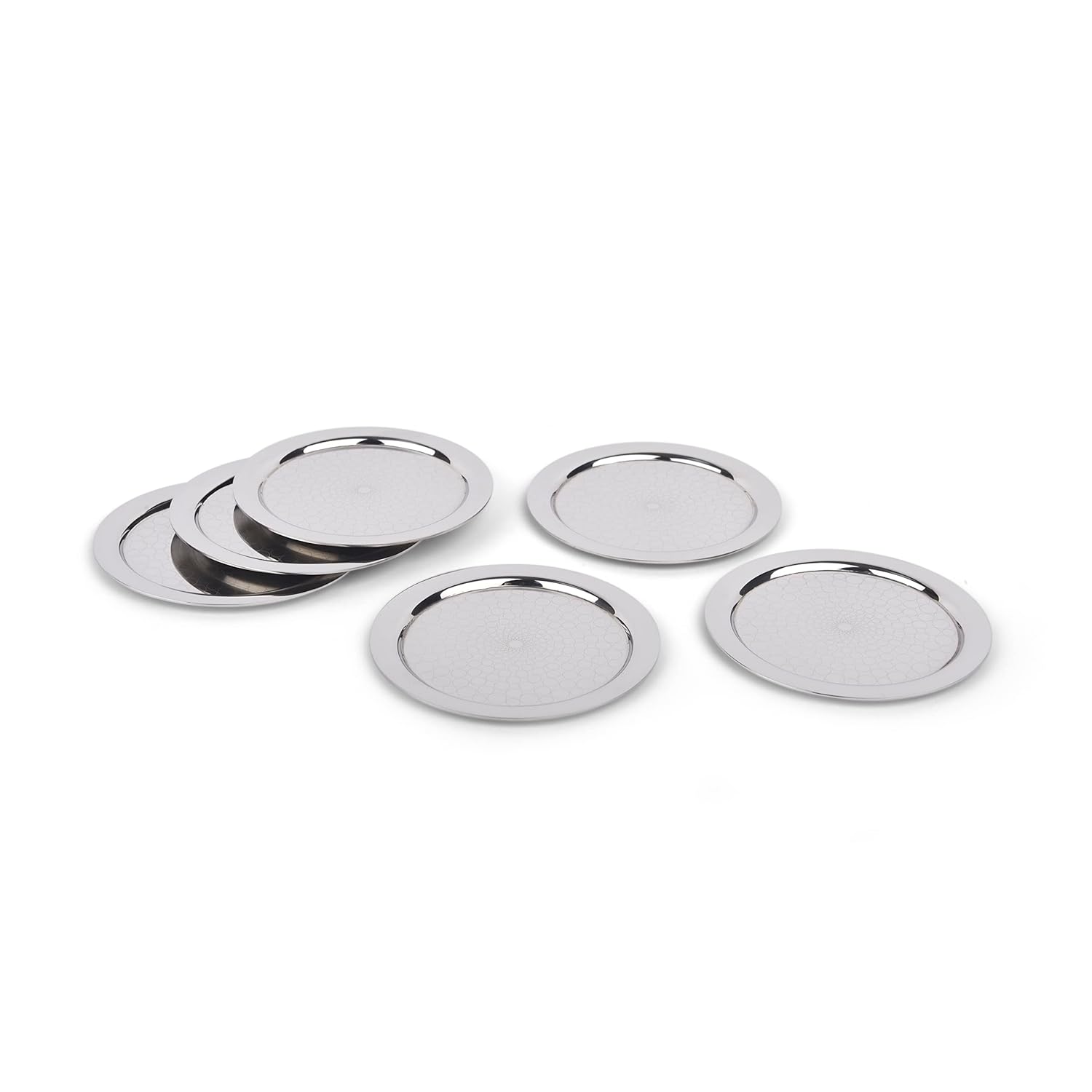 Stainless Steel Polka Flower Tumbler Coaster 6 Pcs Set | Coasters For Tumbler - Kitchen Dining Serving & Desk Coaster