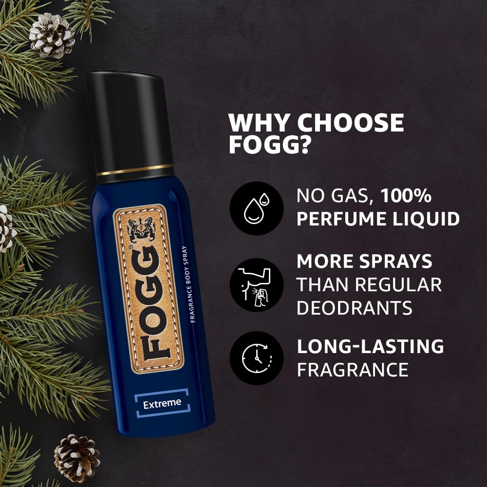 Fogg Fantastic Extreme No Gas Deodorant For Men | Long Lasting Perfume Body Spray 150 Ml 5 Fl.oz.