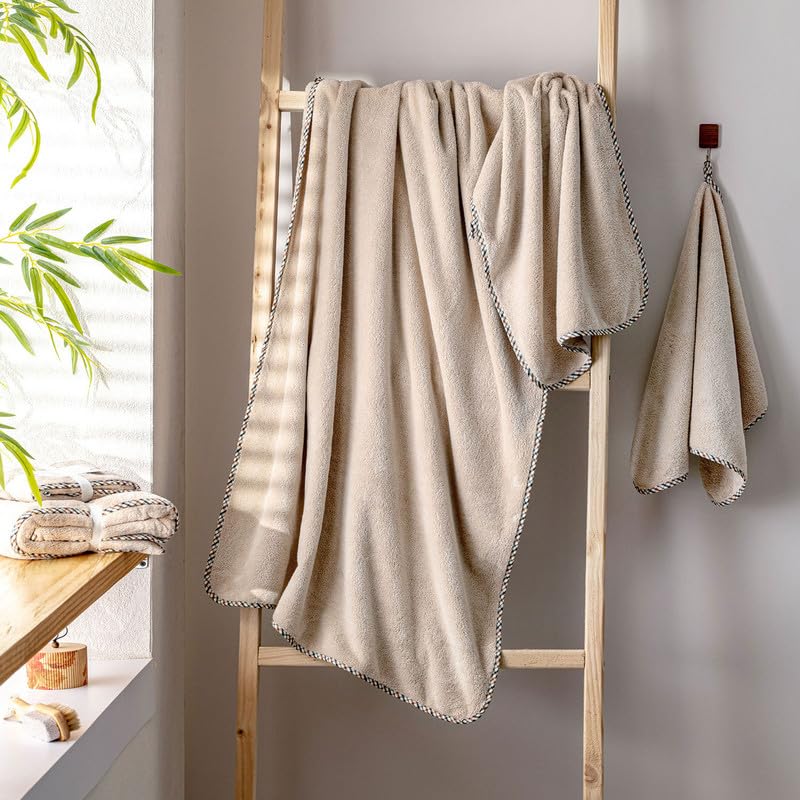 Spread Spain Microfiber 1 Bath + 2 Hand Towel 360 Gsm | Extra Soft Plush High Absorbent Bath Towel For Men & Women (Rock)