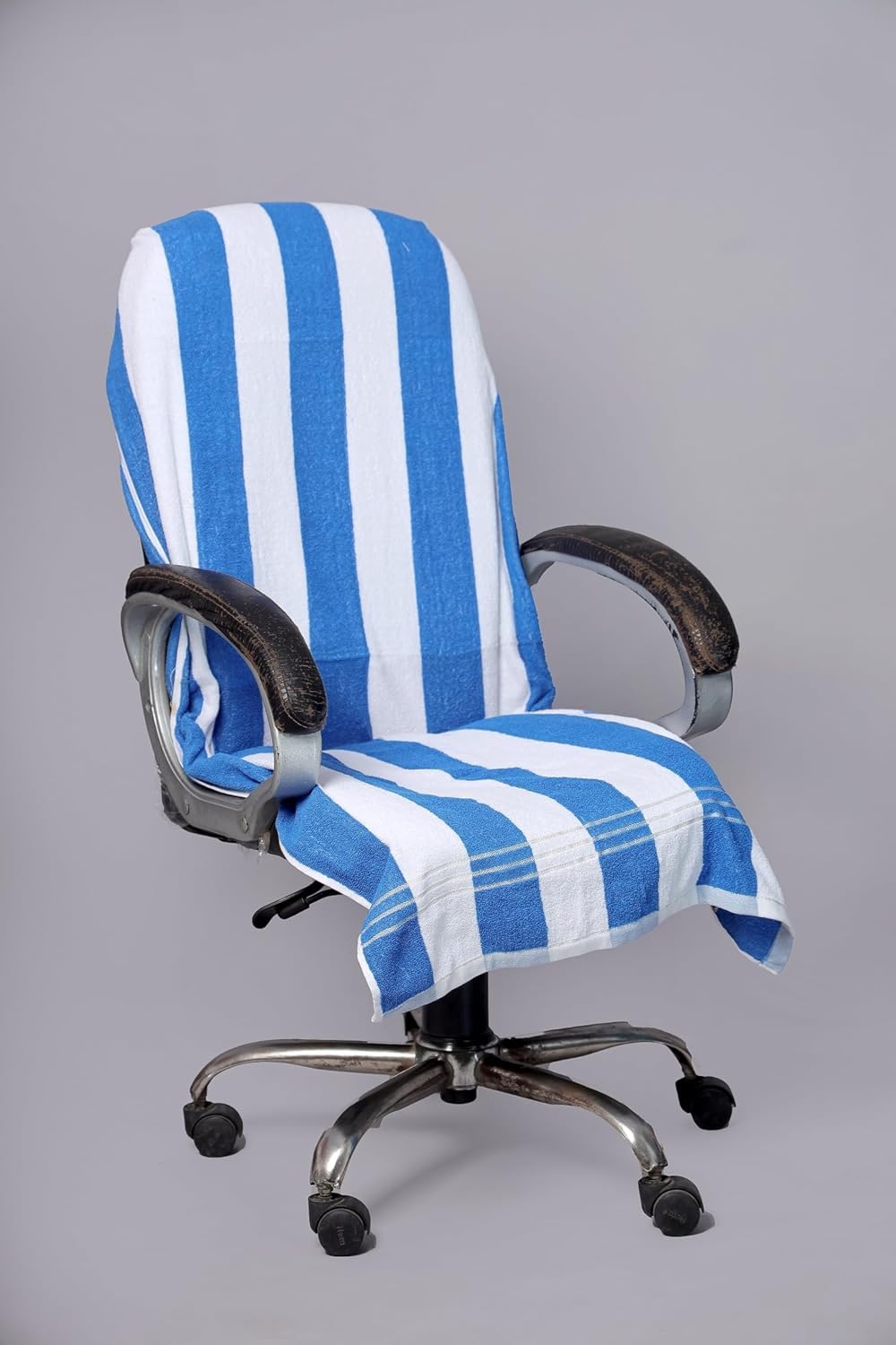 Vvip Home 100% Cotton Luxary Office Chair Towel 550 Gsm (Blue Line)