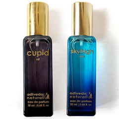 Adiveda Natural Cupid Unisex & Skyhigh Men Eau De Parfum 20ml Each 0.68 Fl.oz.  White Oud | Ocean Fresh Pocket Perfume For All | Combo Of 2