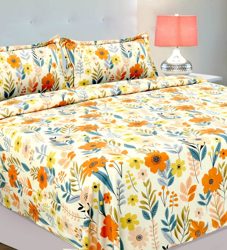 King Size Double Bedsheets With 2 King Size Pillow Covers - 108 X 108 Inches, Multicolor | Luxury Soft Sheet, Lightweight & Breathable Bedsheet