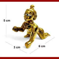 Superfine Ashtadhatu Laddu Gopal Idol, Bal Gopal Idol, Gold, Brass - Size No.0, God Idol, Golden Handmade Statue, Occasions & Festivals, Janmashtami Specials Murti