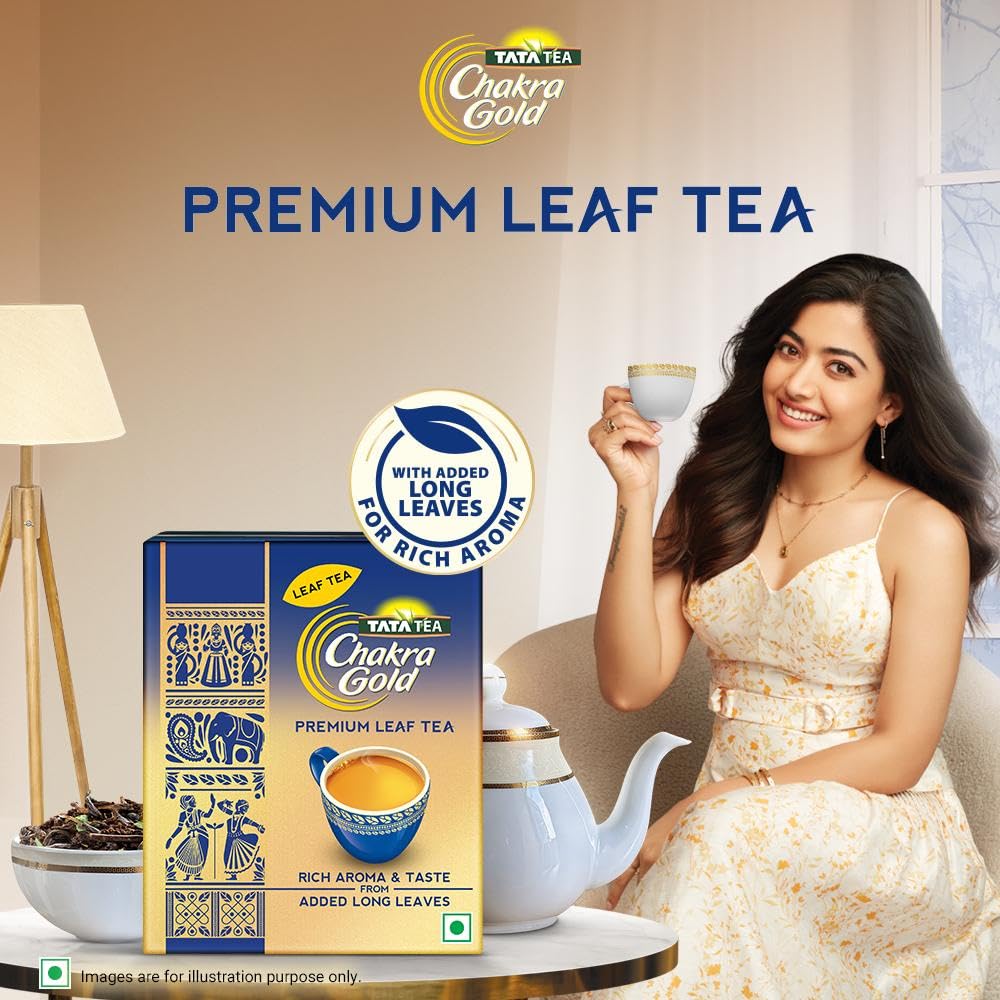 Tata Tea Chakra Gold Premium Leaf Tea - 500gm, 17.6 Ounce | Assam Long Leaf Tea With Added Long Leaves - Rich Aroma & Taste | Medium Caffeine Chai Patti
