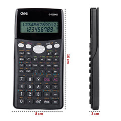 Deli WD-100ms Scientific Calculator | 300 Fractional Arithmetic Function | 2 Line Led Display | 3 Years Warranty - (Black)
