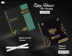 Aarogyam Herbals Pack Of 2 Flavours 100% Tobacco & Nicotine Free Cigarette For Relieve Stress & Mood Enhance Product (Relax Regular, Black Current - 10 Sticks X 2 Packets