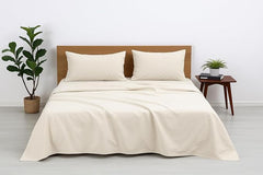 Bedsheets For Queen Bed Include Pillow Cover, Ultra Soft - Size 90x102 Inches, Ivory | Plain Solid Bed Sheet-Good For Home, Hotel, Resort & Guest House