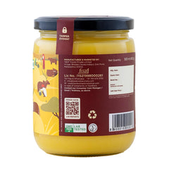 Organic Natural A2 Gir Cow Cultured Desi Ghee By Two Brothers Organic Farms | Naturally & Healthy Protein Fiber Desi Ghee Perfect For Glowing Skin | (500ml) 16.9 Ounce | Jar Pack