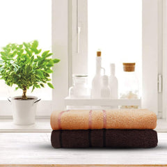 Sassoon Melrose 100% Cotton Hand Towel 400 Gsm | Highly Absorbent, Soft Material Perfect For Daily Use (Cocoa & Clay) -2 Piece