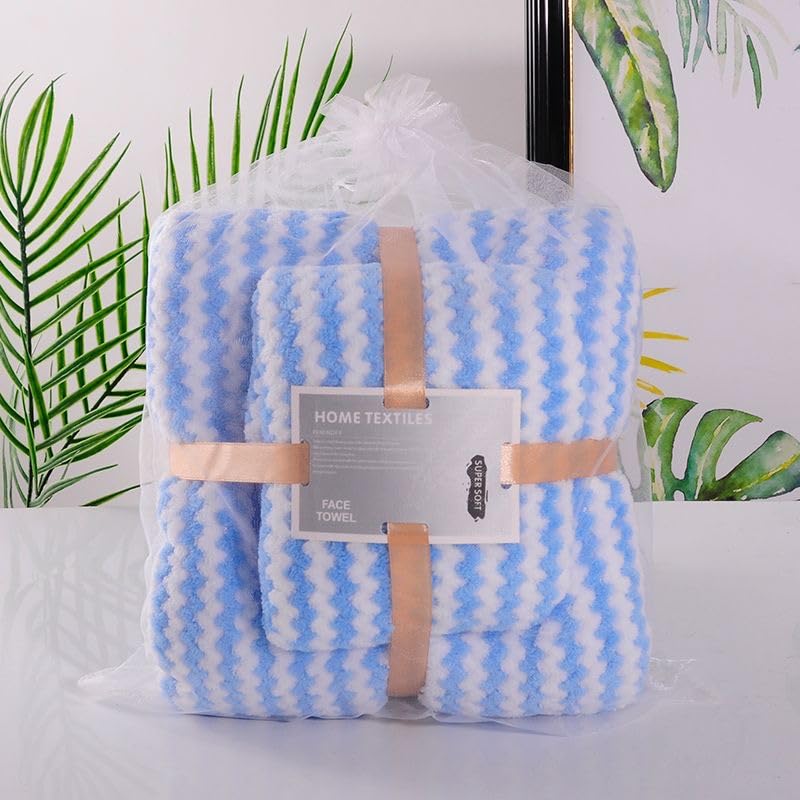Homecloud Ultra Soft 1 Bath + 1 Face Towel 700 Gsm | 3x Softer Than Cotton Towels Highly Absorbent & Ultra Fast Dry Towel | Set Of 2 (V Zack Sky Blue)